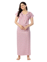 Women's Pure Cotton Blended Printed Maxi Dress for Daily & Night Wear Floral Nighty